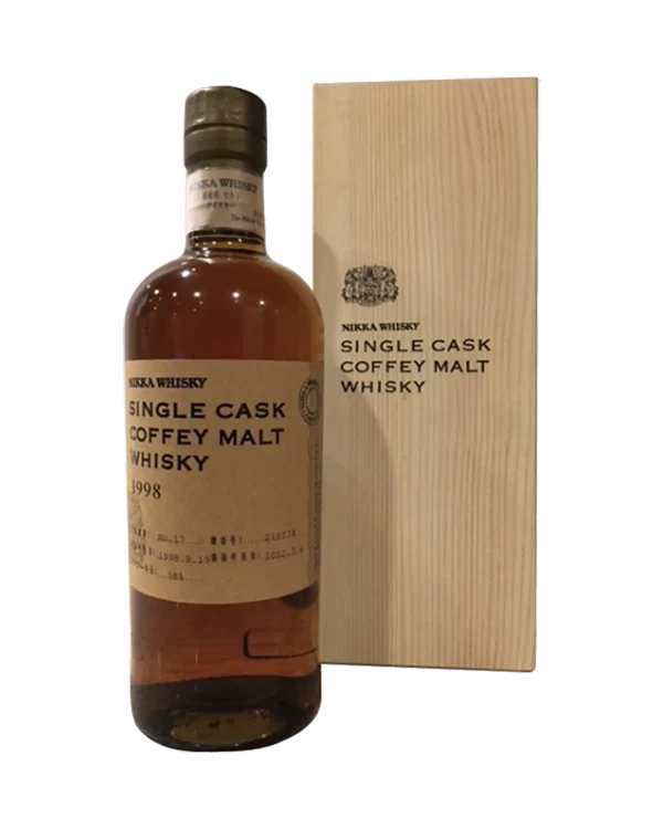 NikkaSingleCaskCoffeyMaltWhisky1998withWoodenBox Nikka Single Cask Coffey Malt